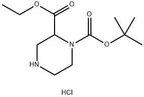 ETHYL 1-BOC-PIPERAZINE-2-CARBOXYLATE HCL 结构式