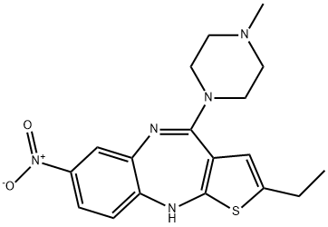 2-Ethyl-4-(4-methyl-1-piperazinyl)-7-nitro-10H-thieno(2,3-b)(1,5)benzo diazepine 结构式