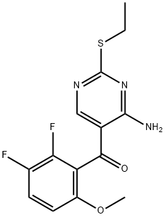 (4-氨基-2-(乙硫基)嘧啶-5-基)(2,3-二氟-6-甲氧基苯基)甲酮 结构式