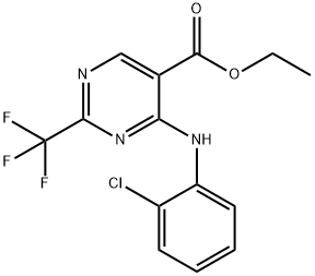 5-PYRIMIDINECARBOXYLIC ACID, 4-(O-CHLOROANILINO)-2-(TRIFLUOROMETHYL)-, ETHYL ESTER 结构式