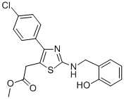 5-Thiazoleacetic acid, 4-(4-chlorophenyl)-2-(((2-hydroxyphenyl)methyl) amino)-, methyl ester 结构式