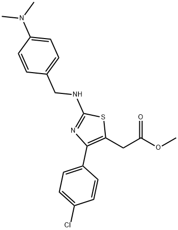 5-Thiazoleacetic acid, 4-(4-chlorophenyl)-2-(((4-(dimethylamino)phenyl )methyl)amino)-, methyl ester 结构式