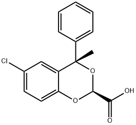 1,3-Benzodioxan-2-carboxylic acid, 6-chloro-4-methyl-4-phenyl-, (E)- 结构式