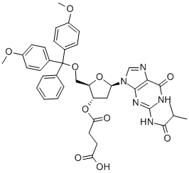 N2-异丁酰基-5'-O-(4,4'-二甲氧基三苯甲基)-2'-脱氧鸟苷-3'-O-琥珀酸 结构式