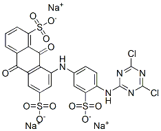 trisodium 8-[[4-[(4,6-dichloro-1,3,5-triazin-2-yl)amino]-3-sulphonatophenyl]amino]-9,10-dihydro-9,10-dioxoanthracene-1,6-disulphonate 结构式