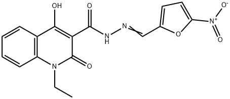 3-Quinolinecarboxylic acid, 1,2-dihydro-1-ethyl-4-hydroxy-2-oxo-, ((5- nitro-2-furanyl)methylene)hydrazide 结构式