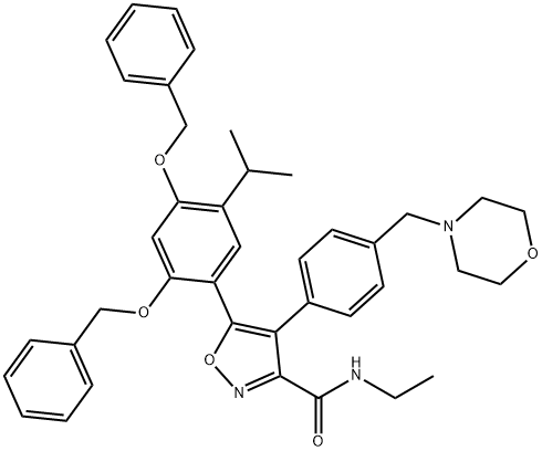 N-乙基-5-[5-异丙基-2,4-二(苄氧基)苯基]-4-[4-(4-吗啉基甲基)苯基]-3-异恶唑甲酰胺 结构式