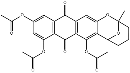 3,4,5,6,8,13-Hexahydro-2-methyl-8,13-dioxo-2,6-epoxy-2H-anthra[2,3-b]oxocin-7,9,11-triyl=triacetate 结构式