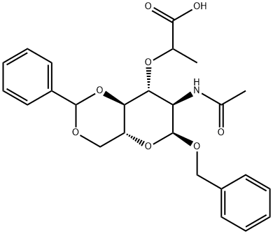 1-苄基-N-乙酰基-4,6-O-苯亚甲基胞壁酸 结构式