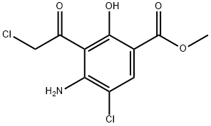 Benzoic  acid,  4-amino-5-chloro-3-(chloroacetyl)-2-hydroxy-,  methyl  ester  (9CI) 结构式