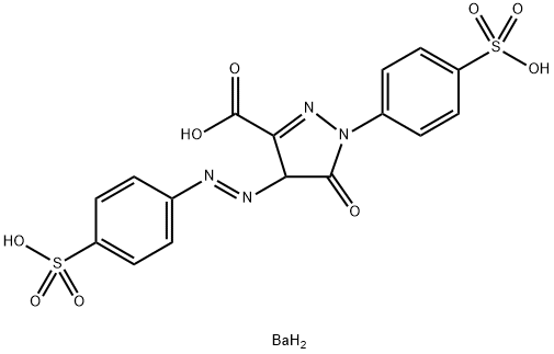 4,5-dihydro-5-oxo-1-(4-sulphophenyl)-4-[(4-sulphophenyl)azo]-1H-pyrazole-3-carboxylic acid, barium salt 结构式