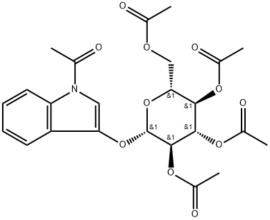 1-乙酰基-3-O-(2,3,4,6-四-O-乙酰基B-D-D-吡喃葡萄糖基)吲哚 结构式