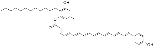 17-(4-Hydroxyphenyl)-2,4,6,8,10,12,14,16-heptadecaoctaenoic acid 2-dodecyl-3-hydroxy-5-methylphenyl ester 结构式