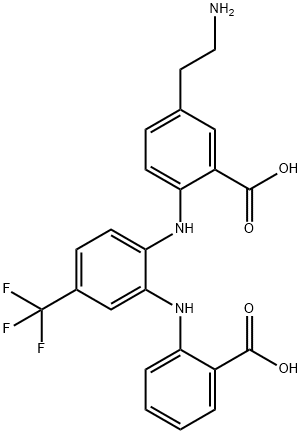 Benzoic  acid,  5-(2-aminoethyl)-2-[[2-[(2-carboxyphenyl)amino]-4-(trifluoromethyl)phenyl]amino]- 结构式