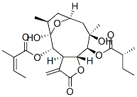 (Z)-2-Methyl-2-butenoic acid [(3aR,4S,5R,6S,8S,10R,11S,11aR)-dodecahydro-5,10-dihydroxy-6,10-dimethyl-3-methylene-11-[(R)-2-methyl-1-oxobutoxy]-2-oxo-5,8-epoxycyclodeca[b]furan-4-yl] ester 结构式
