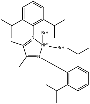 二乙酰基-双(2,6-二异丙苯基亚胺)二溴化镍(II) 结构式