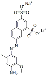 7-[(4-amino-5-methoxy-o-tolyl)azo]naphthalene-1,3-disulphonic acid, lithium sodium salt 结构式