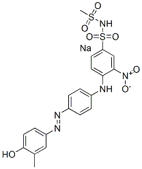 sodium 4-[[4-[(4-hydroxy-m-tolyl)azo]phenyl]amino]-N-(methylsulphonyl)-3-nitrobenzenesulphonamidate 结构式