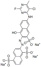 6'-(5-Chloro-2-fluoro-6-methylpyrimidin-4-ylamino)-1'-hydroxy[2,2'-azobisnaphthalene]-1,3',5-trisulfonic acid trisodium salt 结构式