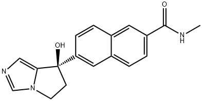 6-[7(R)-羟基-6,7-二氢-5H-吡咯并[1,2-C]咪唑-7-基]-N-甲基-2-萘甲酰胺 结构式