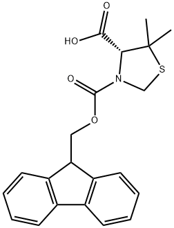 FMOC-(R)-5,5-二甲基噻唑-4-羧酸 结构式