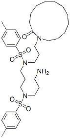 N-(3-Aminopropyl)-4-methyl-N-[3-[[(4-methylphenyl)sulfonyl][3-(2-oxo-1-azacyclotridecan-1-yl)propyl]amino]propyl]benzenesulfonamide 结构式