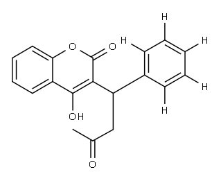 4-羟基-3-[3-氧代-1-(苯基-D5)丁基]-2H-1-苯并吡喃-2-酮 结构式