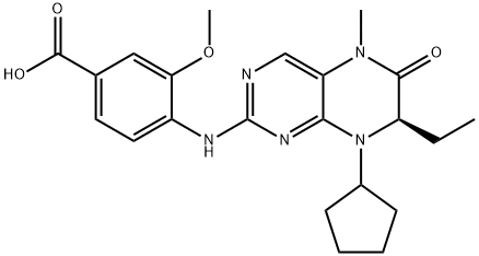 (R)-4 - ((8-环戊基-7-乙基-5-甲基-6-氧代-5,6,7,8-四氢蝶啶-2-基)氨基 结构式