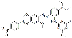 N,N-diethyl-4-[2,5-dimethoxy-4-(4-nitrophenylazo)]phenylazo-3-(6-fluoro-4-methoxy-1,3,5-triazine-2-yl)aminoaniline 结构式