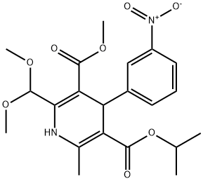 4-(3-硝基苯基)-2-二甲氧基甲基-6-甲基-1,4-二氢吡啶-3,5-二羧酸 5-异丙酯-3-甲酯 结构式