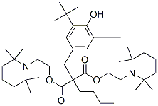bis[2-(2,2,6,6-tetramethylpiperidyl)ethyl] [[3,5-bis(1,1-dimethylethyl)-4-hydroxyphenyl]methyl]butylmalonate 结构式