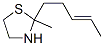 2-methyl-2-[(E)-pent-3-enyl]thiazolidine 结构式