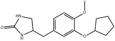 2-Imidazolidinone, 4-((3-(cyclopentyloxy)-4-methoxyphenyl)methyl)- 结构式