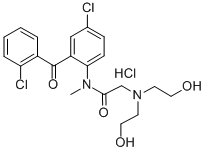 Acetamide, 2-(bis(2-hydroxyethyl)amino)-N-(4-chloro-2-(2-chlorobenzoyl )phenyl)-N-methyl-, monohydrochloride 结构式