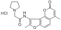 1-Pyrrolidineacetamide, N-(4,8-dimethyl-2-oxo-2H-furo(2,3-h)-1-benzopy ran-9-yl)-, HCl 结构式