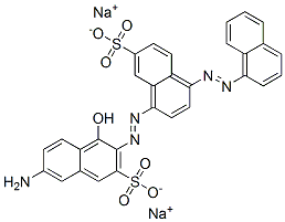 7-amino-4-hydroxy-3-[[4-(1-naphthylazo)-7-sulpho-1-naphthyl]azo]naphthalene-2-sulphonic acid, sodium salt 结构式