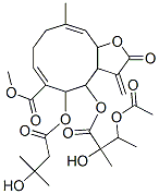 4-(3-Acetoxy-2-hydroxy-2-methyl-1-oxobutoxy)-2,3,3a,4,5,8,9,11a-octahydro-5-(3-hydroxy-3-methyl-1-oxobutoxy)-10-methyl-3-methylene-2-oxocyclodeca[b]furan-6-carboxylic acid methyl ester 结构式