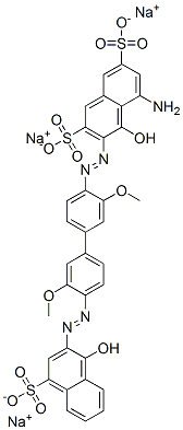 2,7-Naphthalenedisulfonic acid, 5-amino-4-hydroxy-3-[[4'- [(1-hydroxy-4-sulfo-2-naphthalenyl)azo]-3,3'-dimethoxy [1,1'-biphenyl]-4-yl]azo]-, trisodium salt 结构式