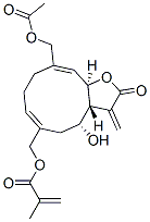 2-Methylpropenoic acid [[(3aR,4R,6Z,10Z,11aR)-10-acetoxymethyl-2,3,3a,4,5,8,9,11a-octahydro-4-hydroxy-3-methylene-2-oxocyclodeca[b]furan-6-yl]methyl] ester 结构式