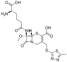 (7S)-7-[[(R)-5-Amino-5-carboxy-1-oxopentyl]amino]-7-methoxy-3-[[(5-methyl-1,3,4-thiadiazol-2-yl)thio]methyl]cepham-3-ene-4-carboxylic acid 结构式