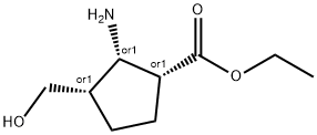 Cyclopentanecarboxylic acid, 2-amino-3-(hydroxymethyl)-, ethyl ester, 结构式