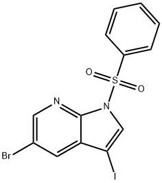 1-(苯磺酰)-5-溴-3-碘-1H-吡咯并[2,3-B]吡啶 结构式