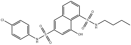 N1-butyl-N6-(4-chlorophenyl)-8-hydroxynaphthalene-1,6-disulphonamide 结构式