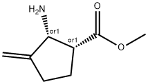 Cyclopentanecarboxylic acid, 2-amino-3-methylene-, methyl ester, cis- (9CI) 结构式