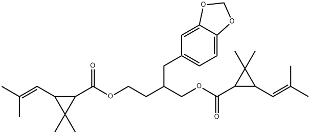 [2-(benzo[1,3]dioxol-5-ylmethyl)-4-[2,2-dimethyl-3-(2-methylprop-1-eny l)cyclopropanecarbonyl]oxy-butyl] 2,2-dimethyl-3-(2-methylprop-1-enyl) cyclopropane-1-carboxylate 结构式