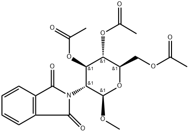 甲基 3,4,6-O-三乙酰基-2-脱氧-2-邻苯二甲酰亚氨基-BETA-D-吡喃葡萄糖苷 结构式