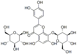 2-(3,4-Dihydroxyphenyl)-8-(beta-D-glucopyranosyloxy)-5,7-dihydroxy-4H- 1-benzopyran-4-one mono-beta-D-glucopyranoside 结构式