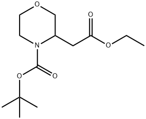 3-(2-乙氧基-2-氧代乙基)吗啉-4-羧酸叔丁酯 结构式