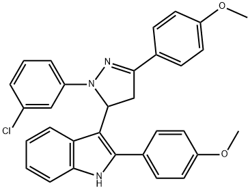 1H-Indole, 3-(1-(3-chlorophenyl)-4,5-dihydro-3-(4-methoxyphenyl)-1H-py razol-5-yl)-2-(4-methoxyphenyl)- 结构式