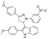 2-(4-methoxyphenyl)-3-[5-(4-methoxyphenyl)-2-(3-nitrophenyl)-3,4-dihyd ropyrazol-3-yl]-1H-indole 结构式